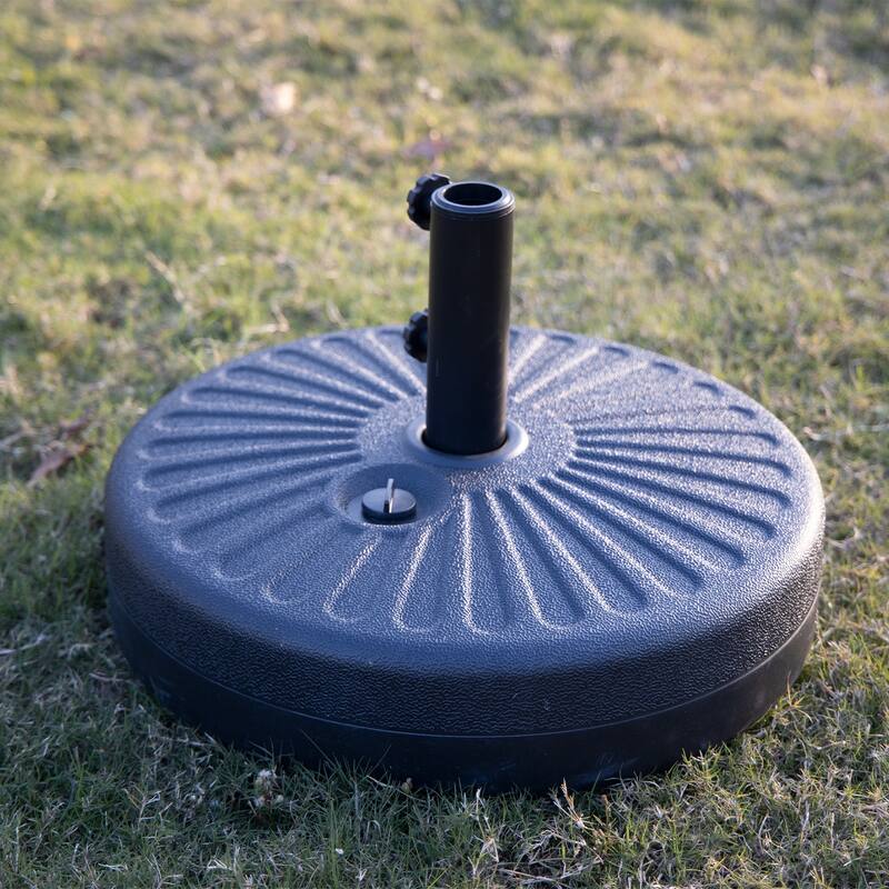 Autlaycil 13 ft Patio Umbrella with 36 Solar Lights & Crank System for Outdoor - BlackBase-1