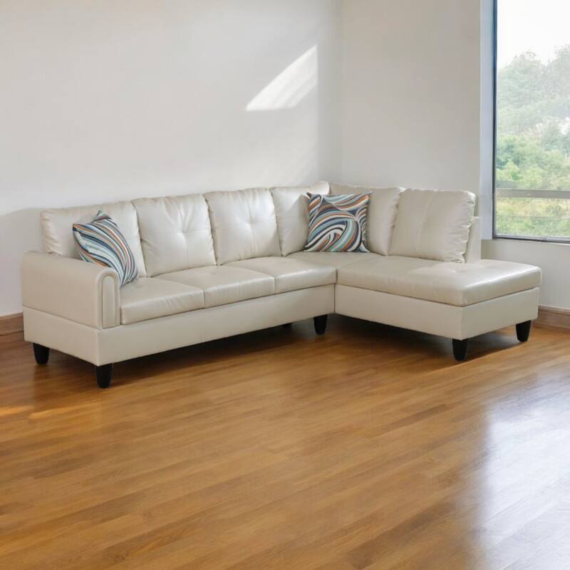 KISRAIS 97" Wide 2-Piece Vegan Leather Sectional Sofa Set without Ottoman for Small Space