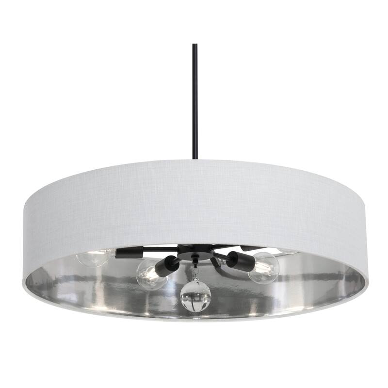 AFX CLNP30MB Pendant 5 Light 30" Wide Crystal Pendant with Fabric - Black / White / Silver