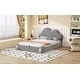 preview thumbnail 14 of 27, Queen Size Cloud-Shaped Headboard Upholstered Platform Bed with Rounded Footboard and Convenient Pocket for Storage, Grey