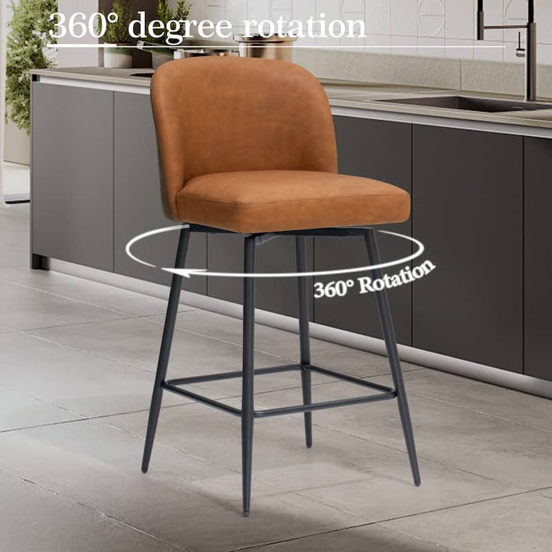 26.77" Counter Height Swivel Bar Stools with Backs and Metal Legs