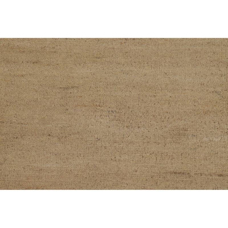 Modern Gabbeh Runner Rug Hand-Knotted Beige Wool Carpet - 2'9"x 9'6"