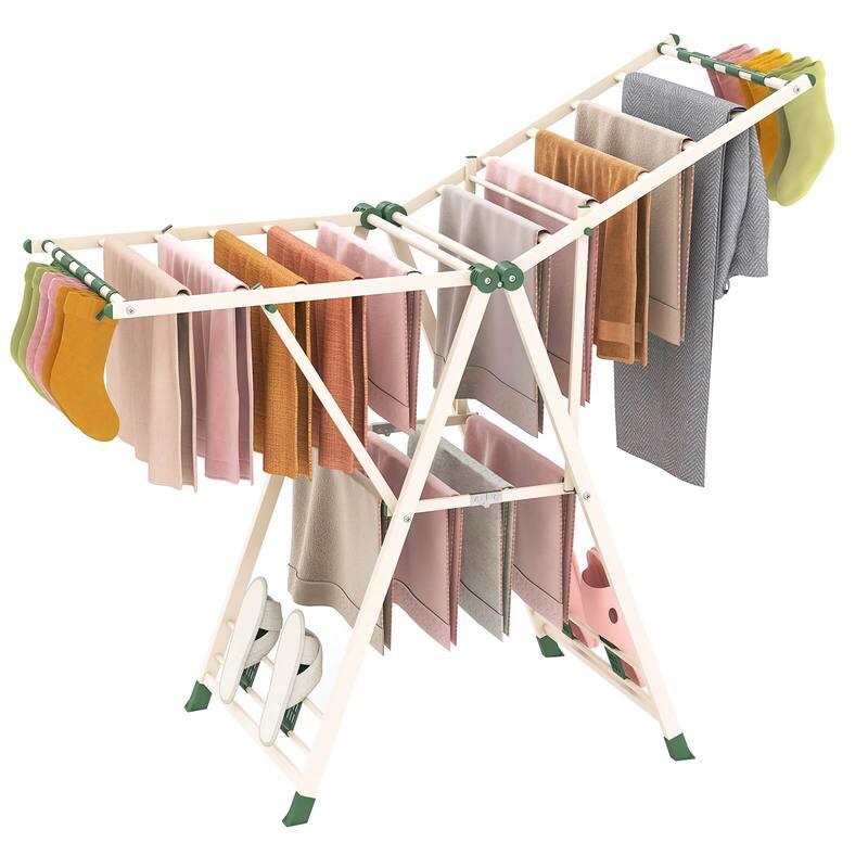 Costway Foldable Metal Laundry Drying Rack with Height Adjustable - See Details