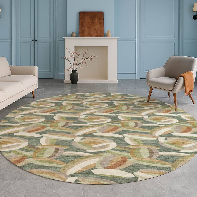 Machine Washable Indoor/ Outdoor Modern Heli Chantille Rug