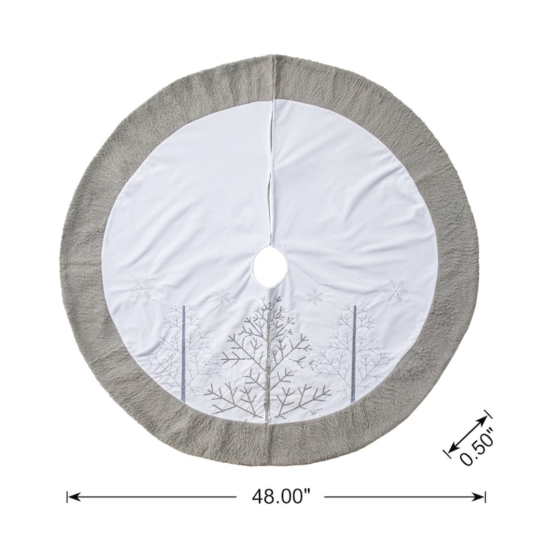 Glitzhome 48"D White Soft Plush Christmas Tree Skirts