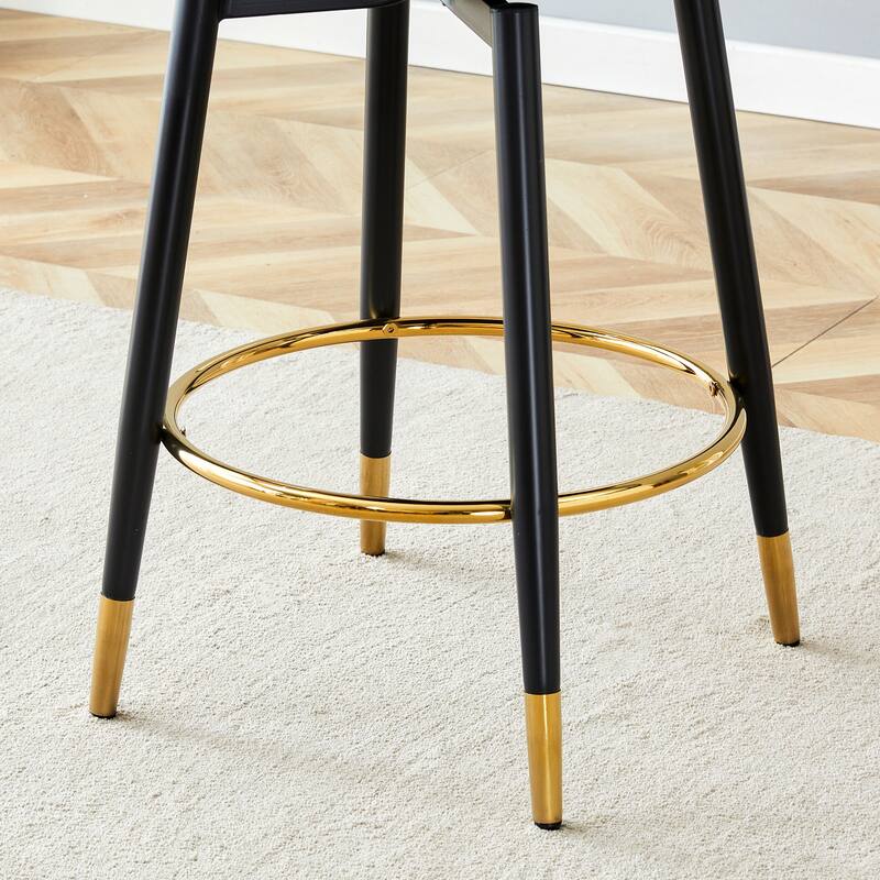 2-Pcs Swivel Bar Stool with Waterproof PU Leather Cushion and Metal Legs, Ergonomic Counter Height Stool