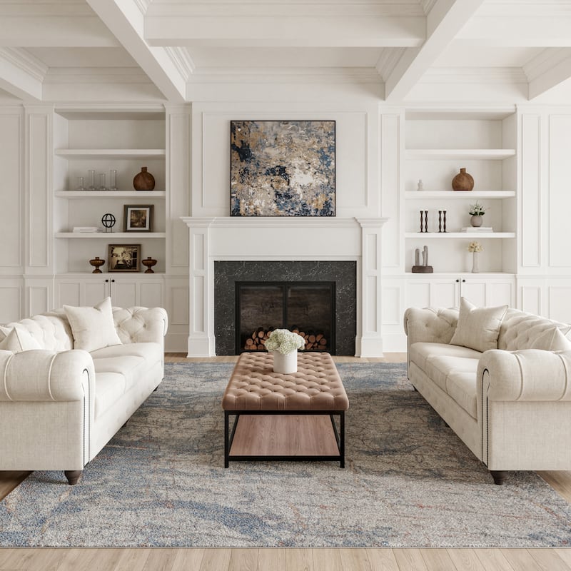 Nourison Rustic Textures Abstract Contemporary Area Rug - 7' 10" x 10' 6" - Light Grey/Blue - Rectangle