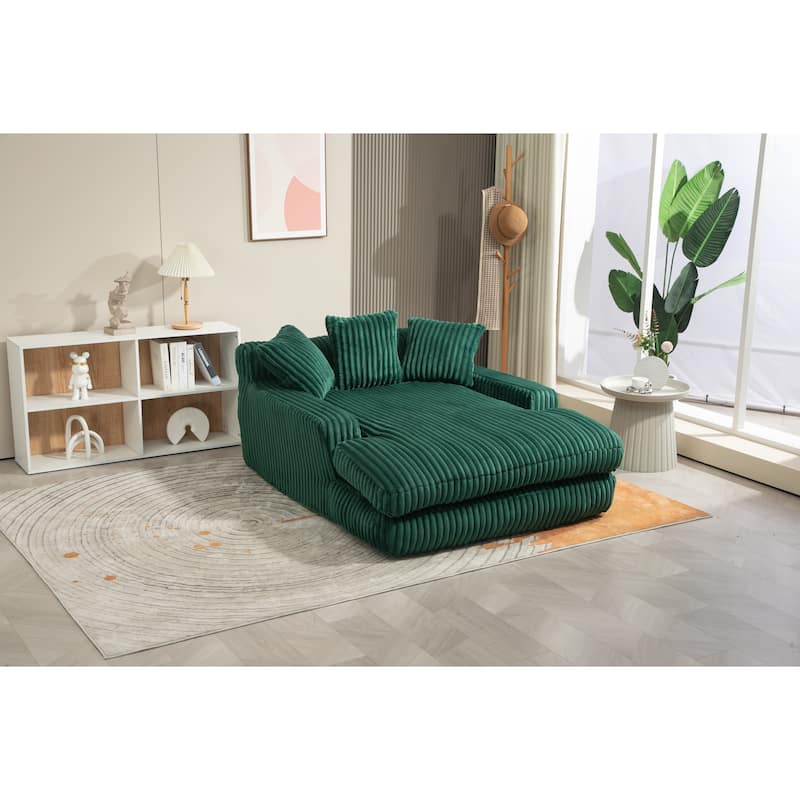 Corduroy lazy sofa bed Living room deep seat sofa with 3 back pillows