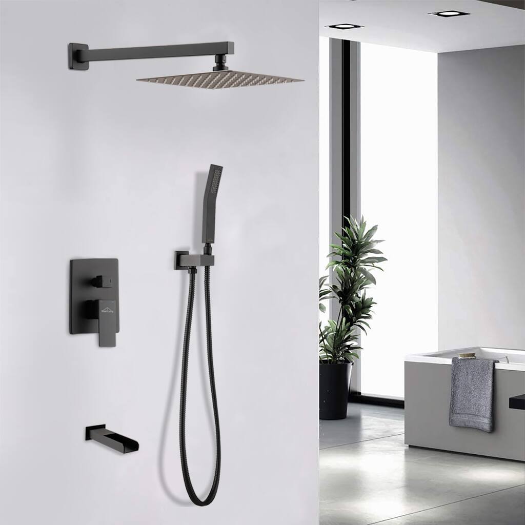Proox 12" Single Handle 2-Spray Shower Faucet Waterfall Tub Faucets