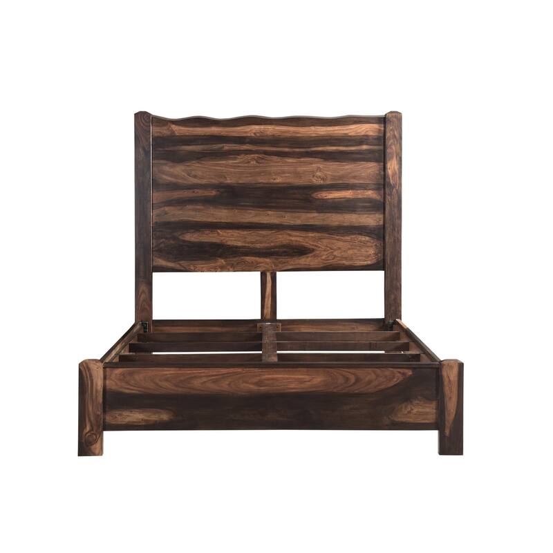 HomeRoots Walnut Live Edge Solid Wood Queen Bed Frame