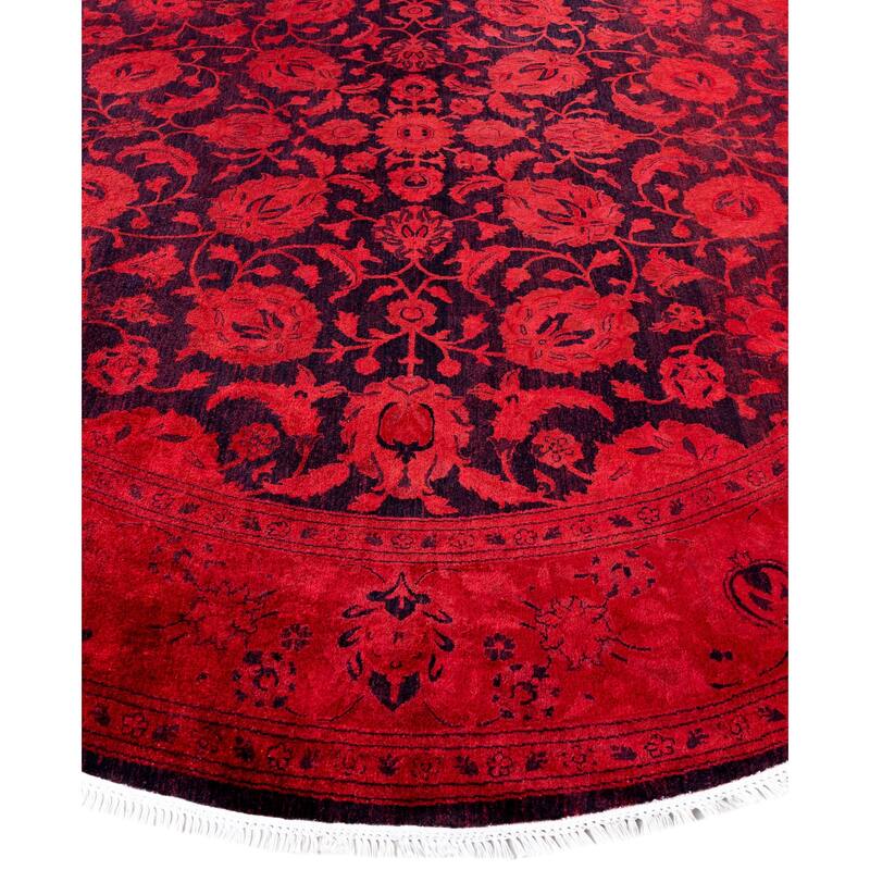 Overdyed One-of-a-Kind Hand-Knotted Area Rug - Orange - 8' 1" x 8' 1"