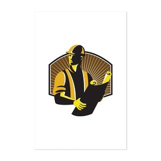 Construction Engineer Worker Building Plan Retro Art Print/Poster - Bed ...