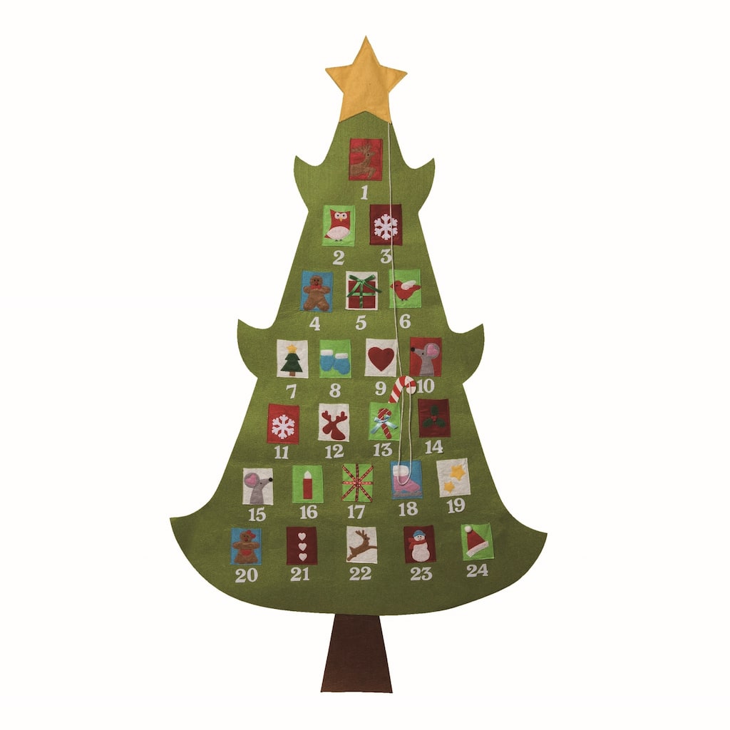 Transpac Polyester 60 in. Multicolor Christmas Felt Bright Tree Advent Calendar - Mutlicolor
