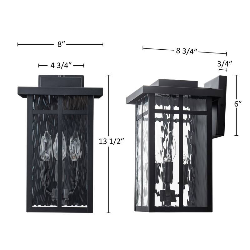 C Cattleya 13.5in Matte Black Outdoor Wall Lantern Sconces with Water Glass