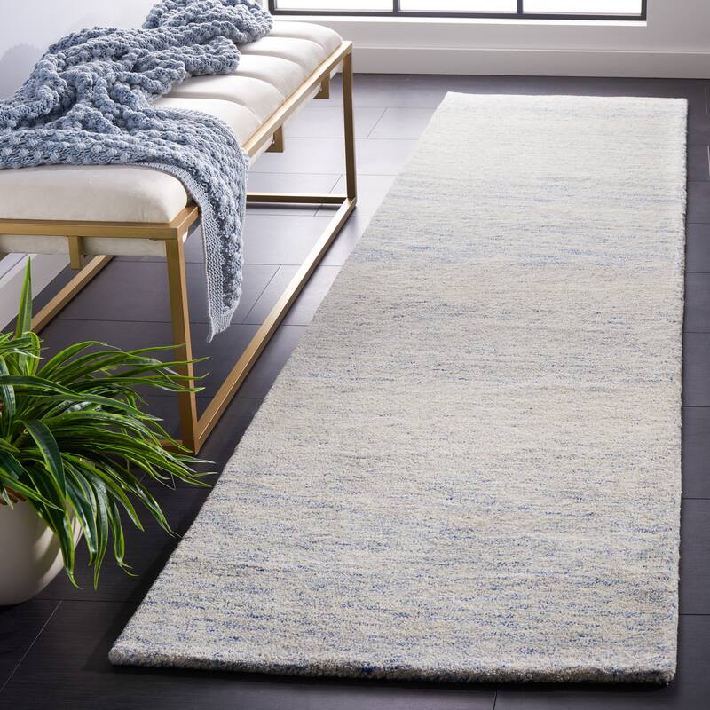 SAFAVIEH Handmade Metro Bara Wool Rug - 2'3" x 9' Runner - Blue/Ivory