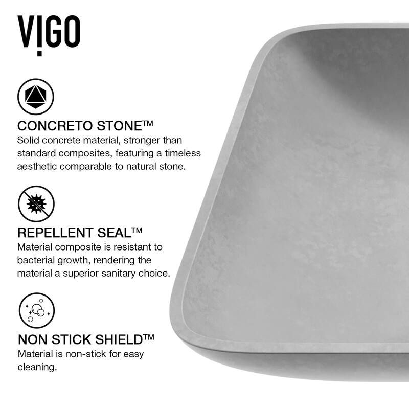 Vigo Concreto Stone 14-9/16" Rectangular Concreto Stone Vessel