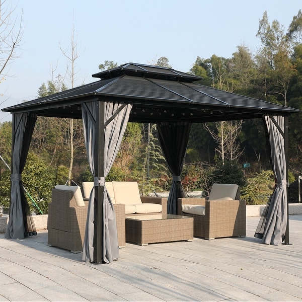 Outsunny 12'x 10' 2-Tier Roof Steel 