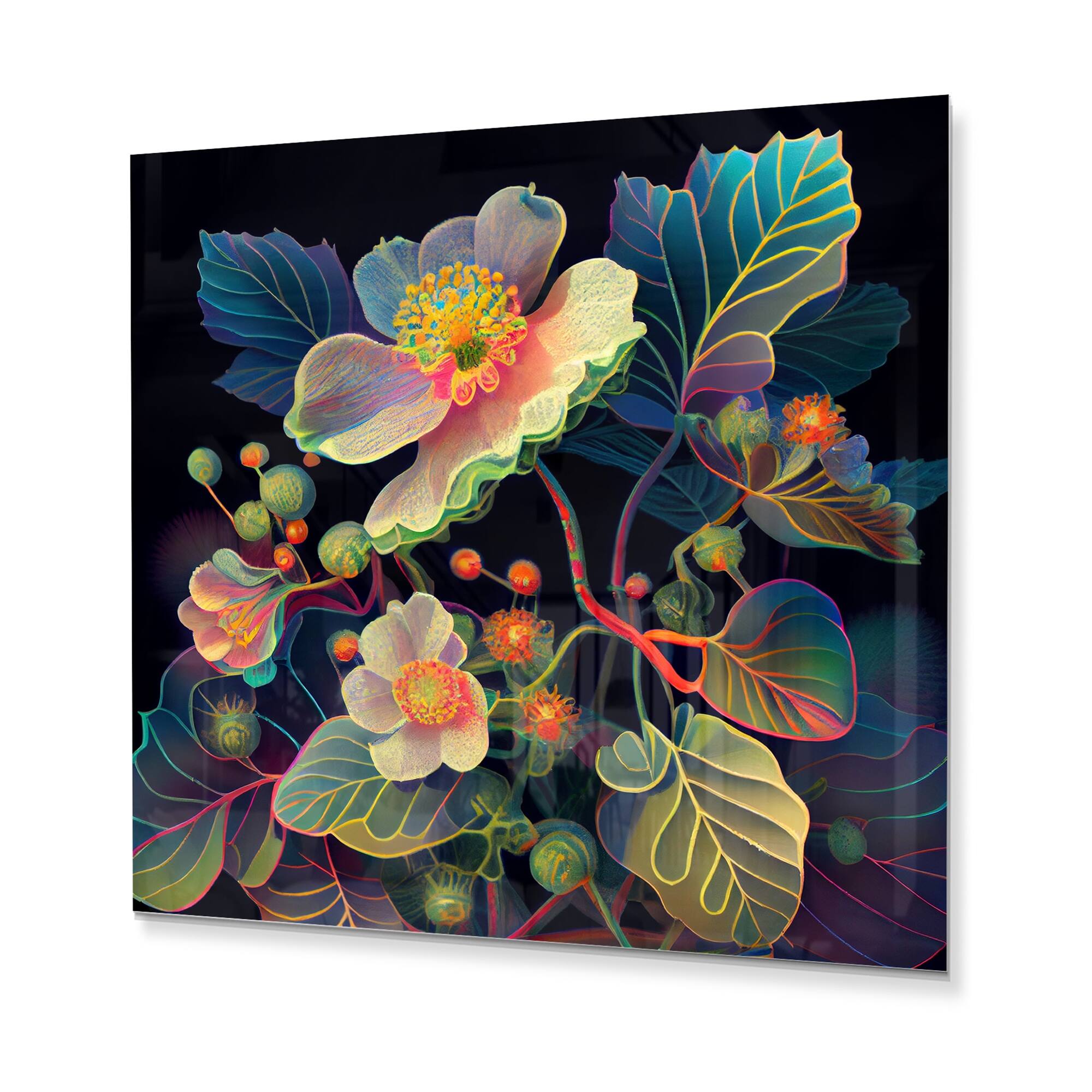 Designart 'Blossoming Diphylleia Grayi In Fluorescent Colors' Floral