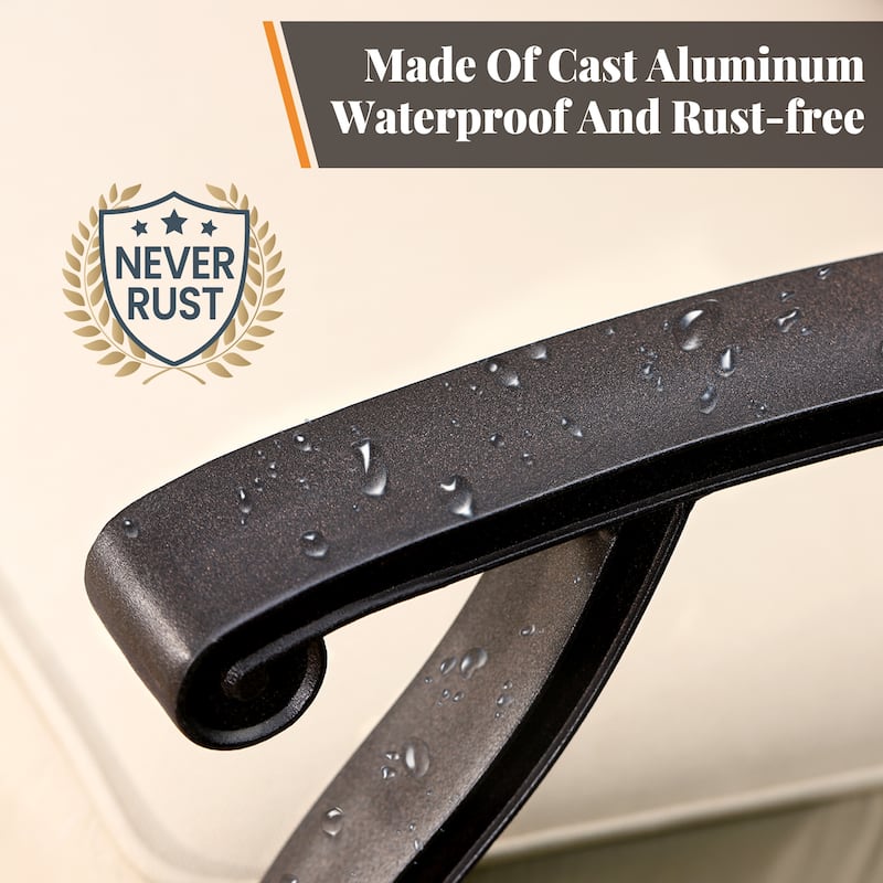 MAISON ARTS 7-Piece Cast Aluminum Patio Dining Set with Round Dining Table & 6 Dining Chairs