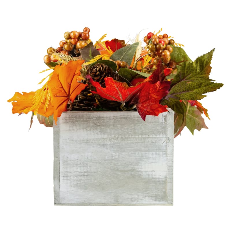 21" Autumn Arrangement a "Thankful" Rustic Wood Box Centerpiece