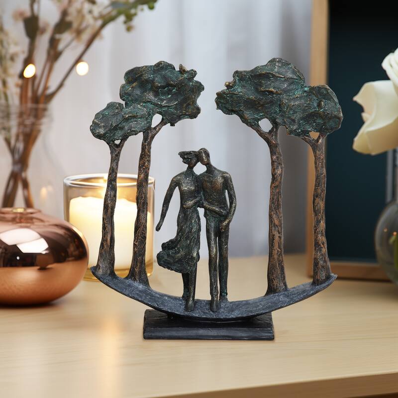 Resin Couple Love in the Park Statue Tabletop Decor