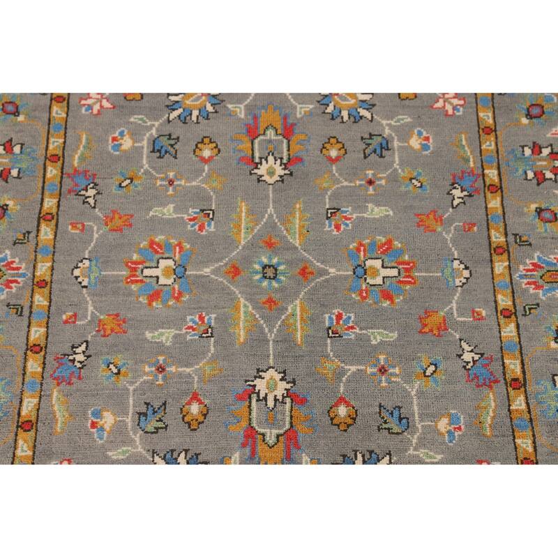 All-Over Gray Oushak Oriental Accent Rug Handmade Wool Carpet - 3'4" x 5'2"