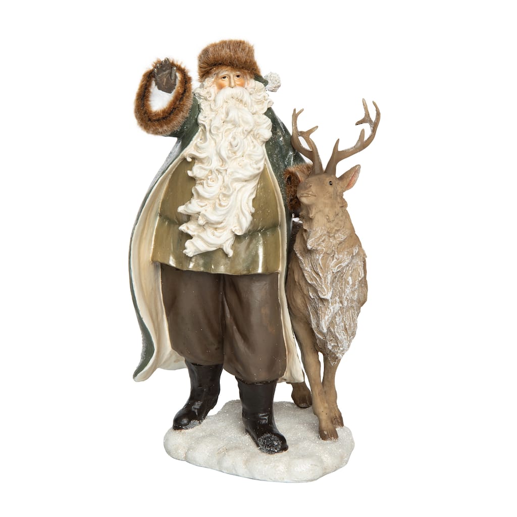 Transpac Resin 12.25 in. Multicolor Christmas Woodland Santa and Reindeer Decor