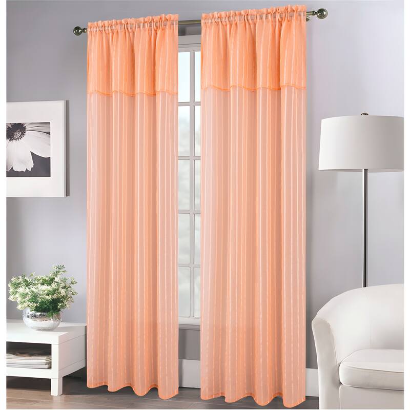 Gretchen Striped Sheer Window Curtain Rod Pocket 90 inch - 54 x 90 in.