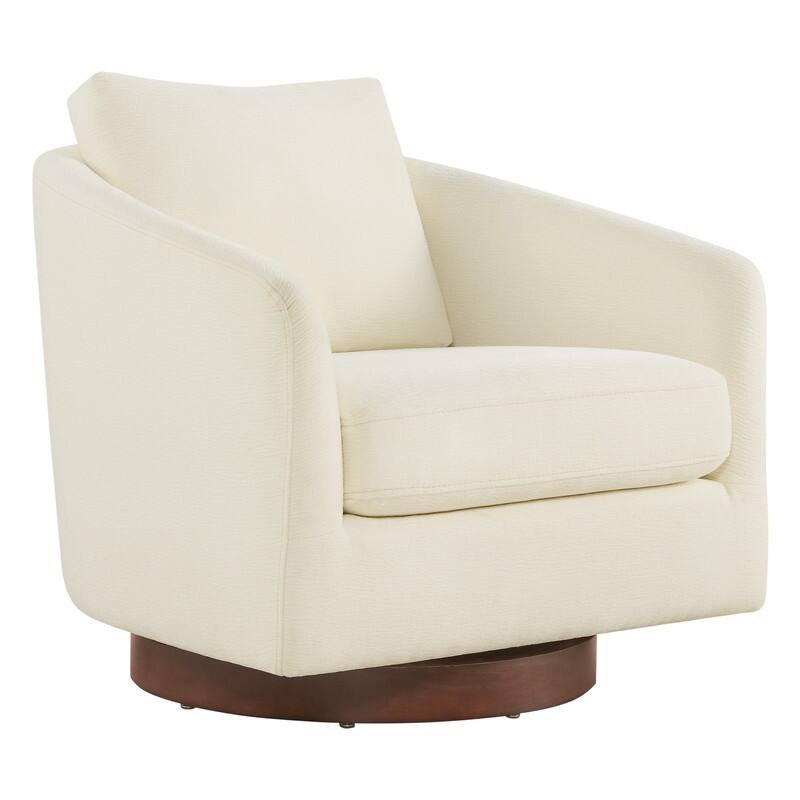 Spruce & Spring Classic Swivel Club Accent Chair with Back Cushion & Solid Wood Frame