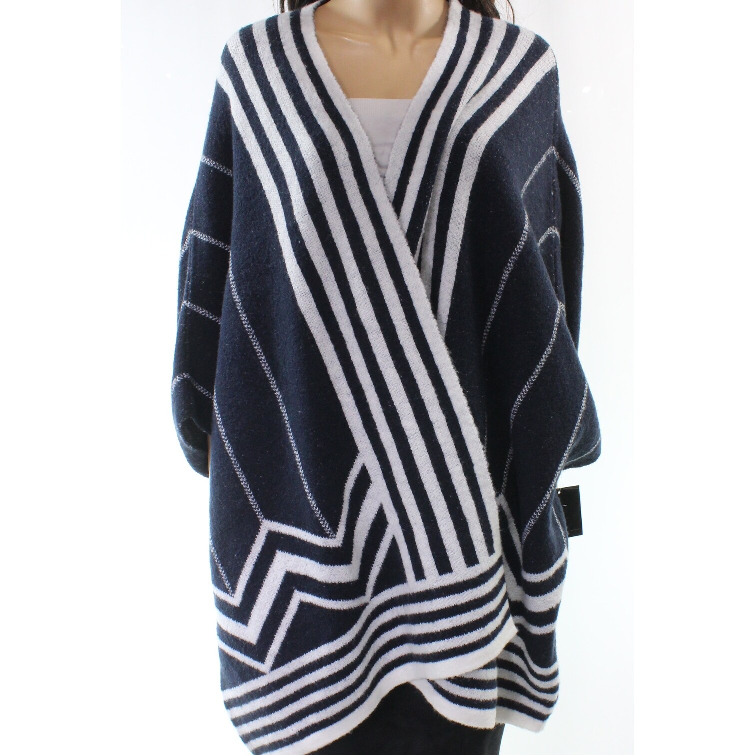 alfani striped poncho sweater