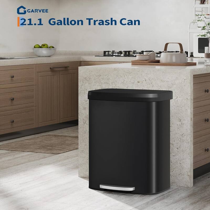 21 Gallon / 80 Liter Stainless Steel Trash Can,For Office, Bathroom, Dining Room