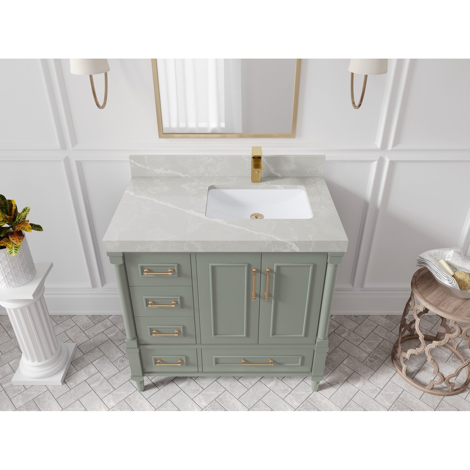 Willow Collections 36 in. W x 22 in. D Aberdeen Right Offset Sink Bathroom Vanity with Countertop