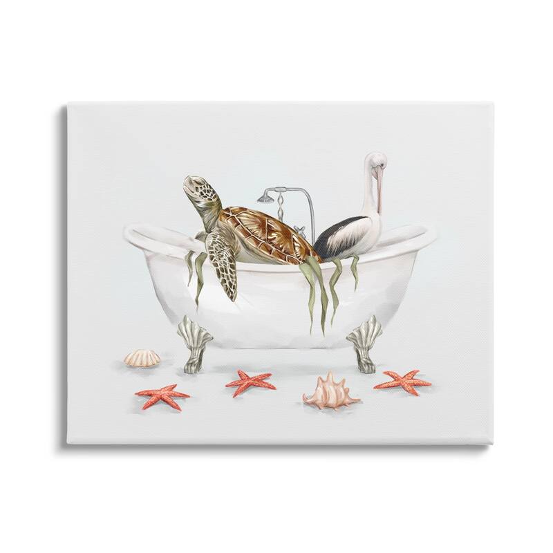 Stupell Turtle & Pelican in Tub Canvas Wall Art Design by Ziwei Li - 30 x 24