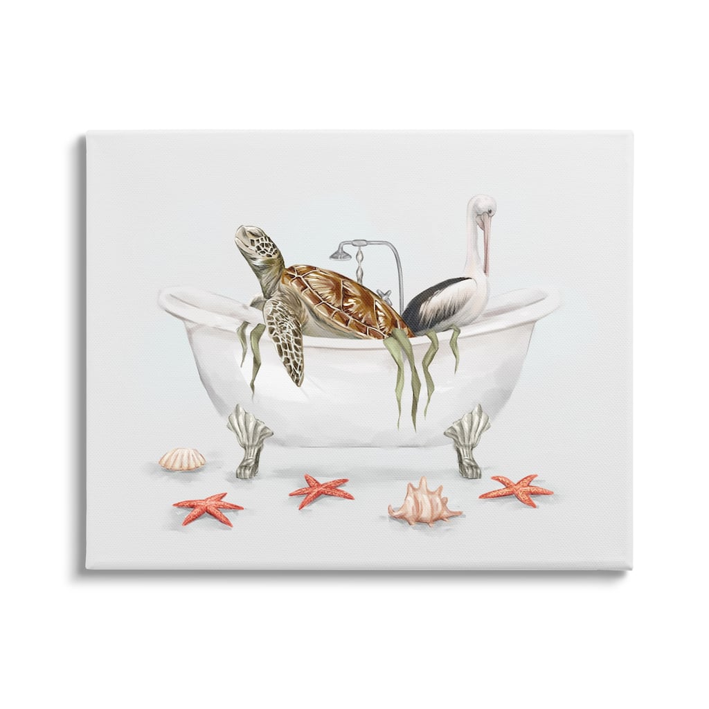 Stupell Turtle & Pelican in Tub Canvas Wall Art Design by Ziwei Li
