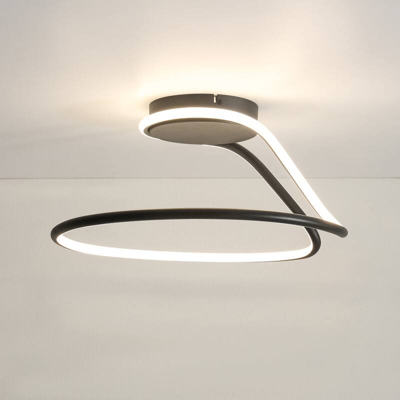 Modern Flow Line Dimmable LED Semi Flush Mount Light 16.9 in