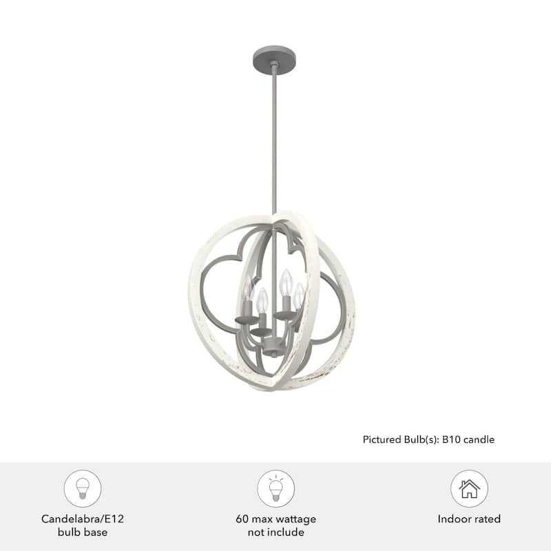 Hunter 19" Gablecrest 4-Light Pendant - Kitchen Island, Dining Room, Entry - Modern Farmhouse, French Country, Distressed