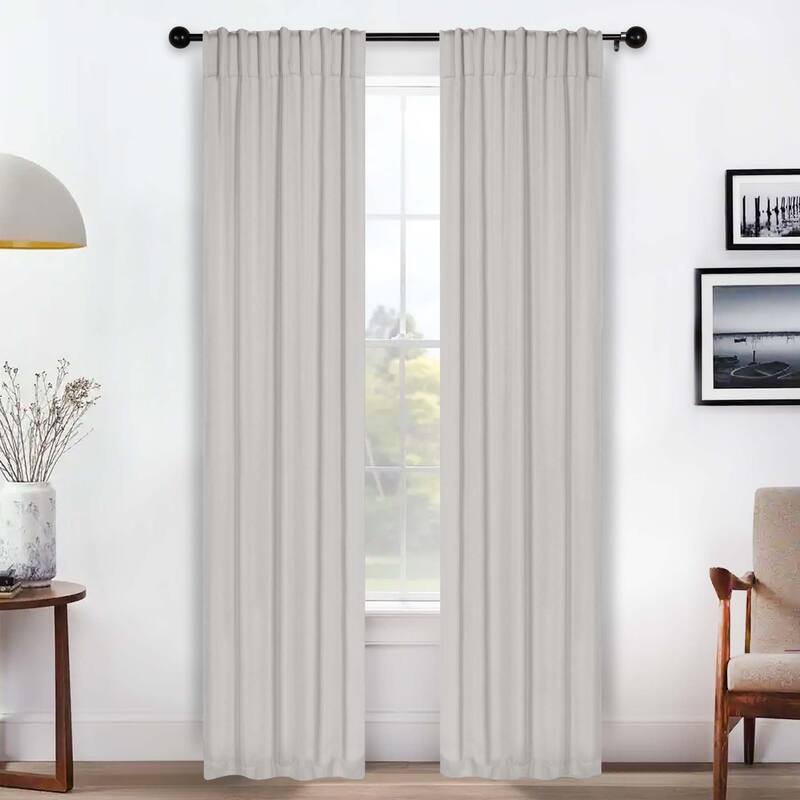 Superior Solid Machine Washable Room Darkening Curtains with Back Tabs, Set of 2