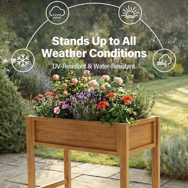 WINSOON All Weather HIPS Raised Garden Bed with Drainage Holes