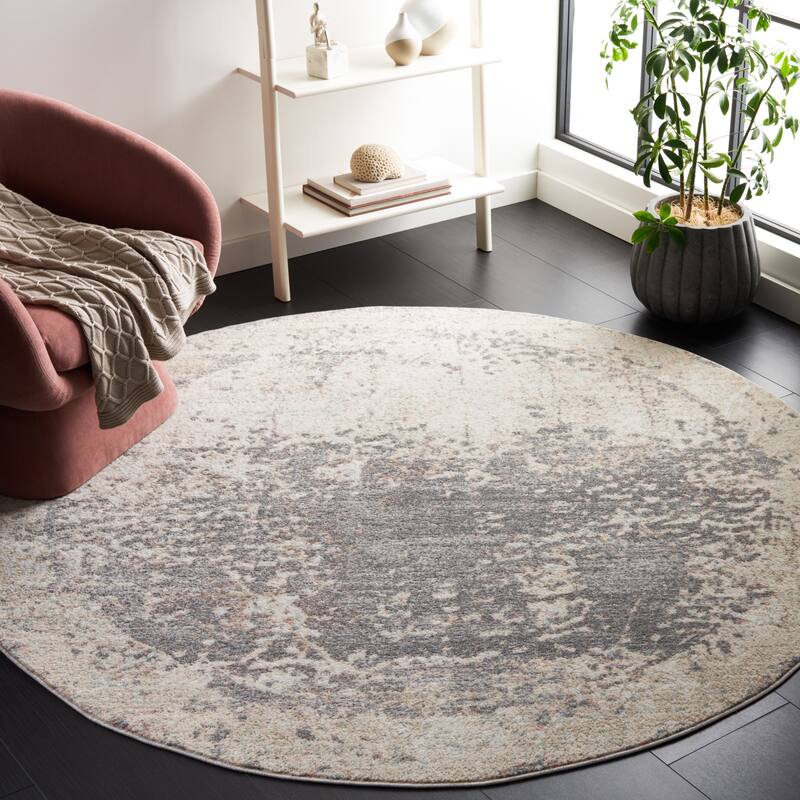 SAFAVIEH Amsterdam Nellya Modern Distressed Rug - 6'7" Round - Beige/Grey