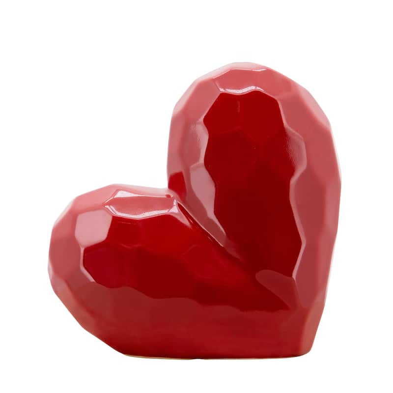 Modern Stone Ceramic Geometric Heart Sculpture