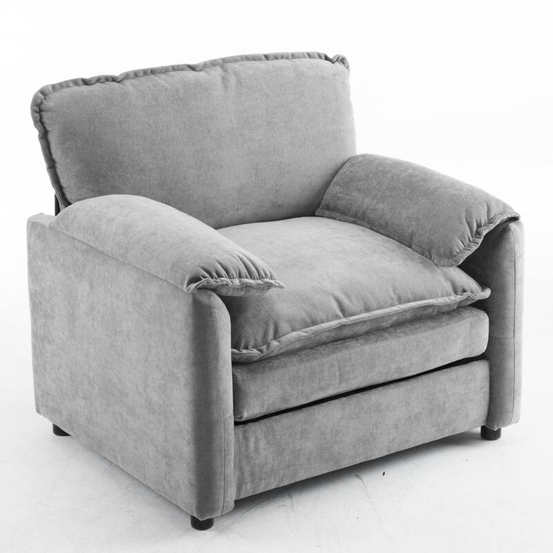 Oversized Chenille Bean Bag Chair, High Back Reading Armchair, Comfy Fluffy Sofa Chair with Cushions & Wide Seat