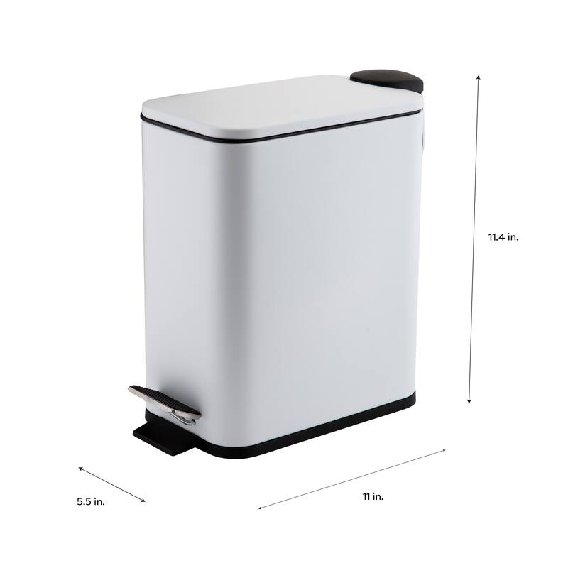 Simplify Slim Rectangular 5 Liter Pedal Trash Bin with Soft Close Lid