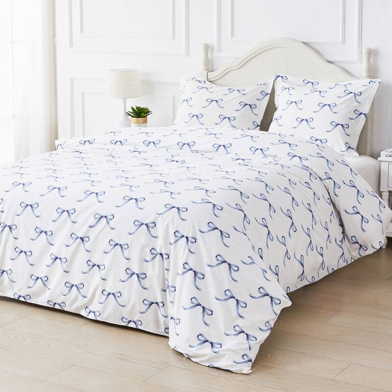 Gentle Ribbons Cotton Duvet Set Blue