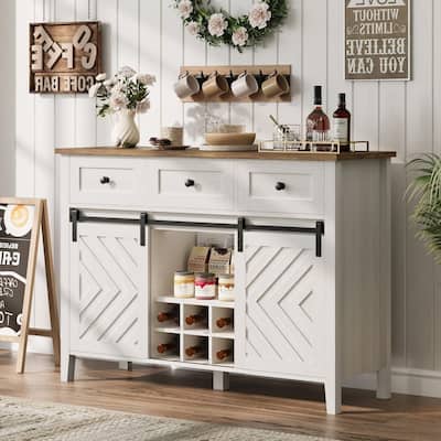 Rustic Farmhouse 47.2'' Buffet Cabinet with Sliding Barn Door for Kitchen, Living Room - N/A