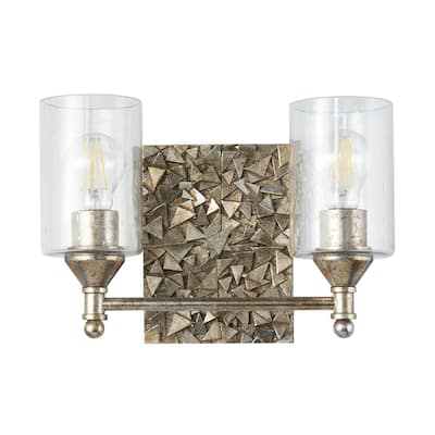 Antique Silver 2 Light Vanity Lighting Fixture
