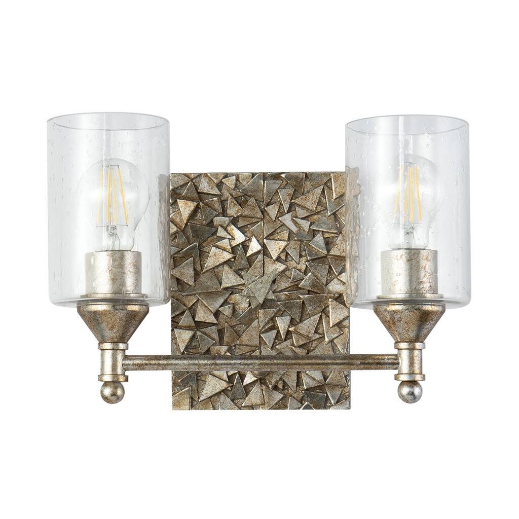 Antique Silver 2 Light Vanity Lighting Fixture