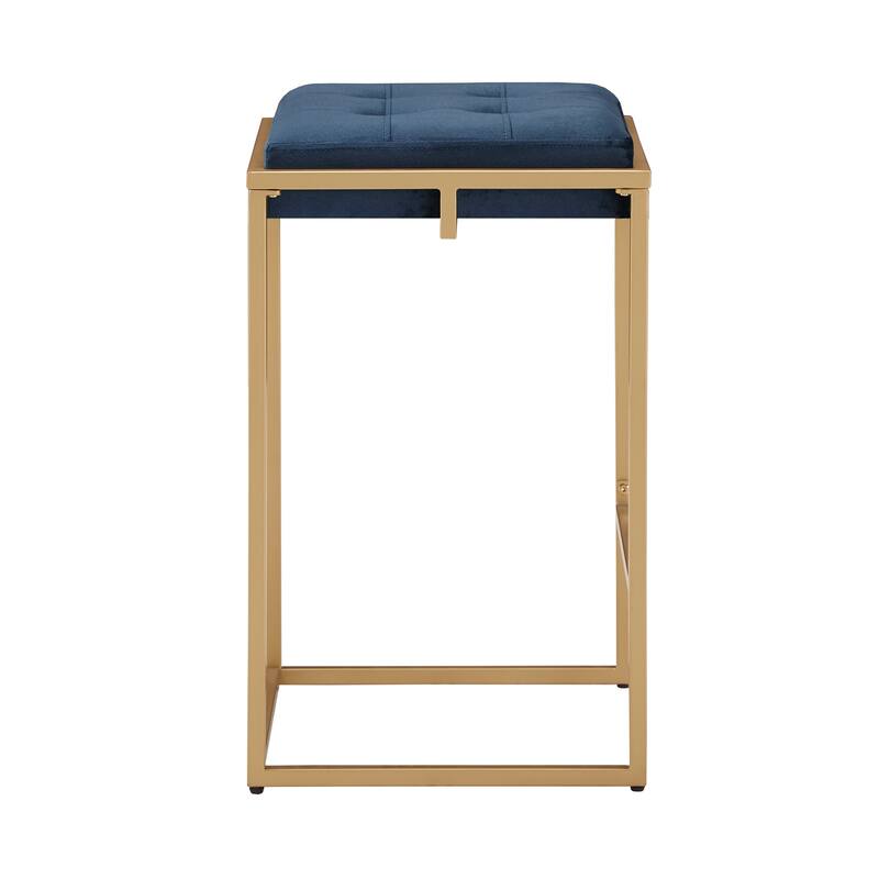 Perdita Gold Finish Velvet Button Tufted Bar Stools (Set of 2) by iNSPIRE Q Bold