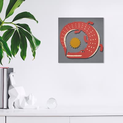 Wynwood Studio Canvas Animals Solar Guardian Orange and Dark Orange Modern & Contemporary Wall Art Canvas Print