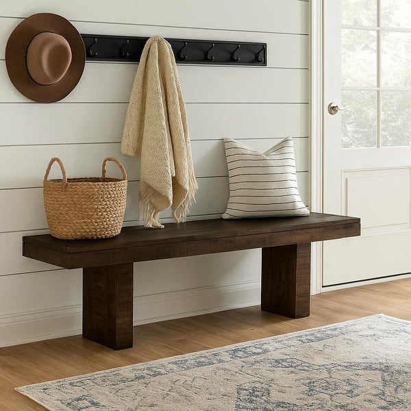 slide 2 of 5, Timbergirl Dark Walnut Mango Wood Bench - 60"