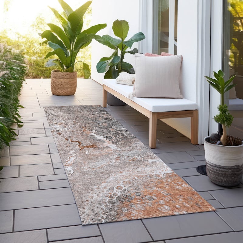 Machine Washable Indoor/ Outdoor Chantille Modern Abstract Rug